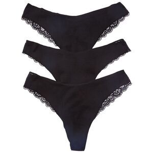 Journelle Womens  3Pk Estelle Thong, Black